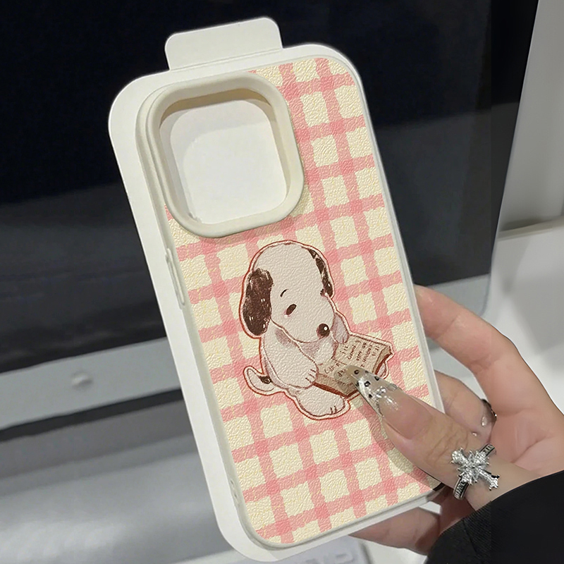 Phone Cases Vintage - Cute Vintage Book Dog Litchi Pattern