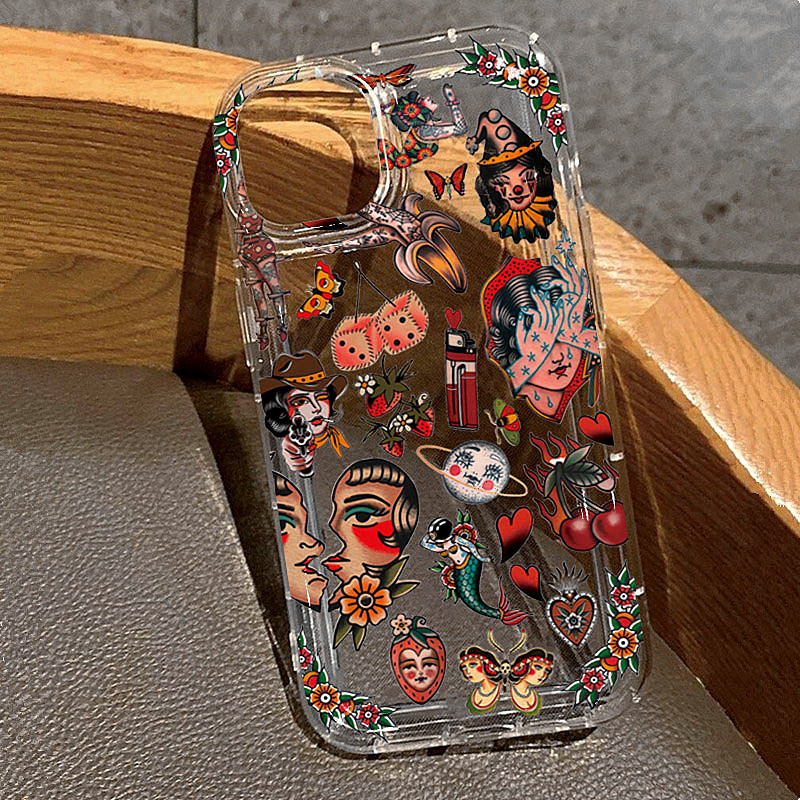 Phone Cases Vintage - Transparent Vintage Collage Design Phone Case