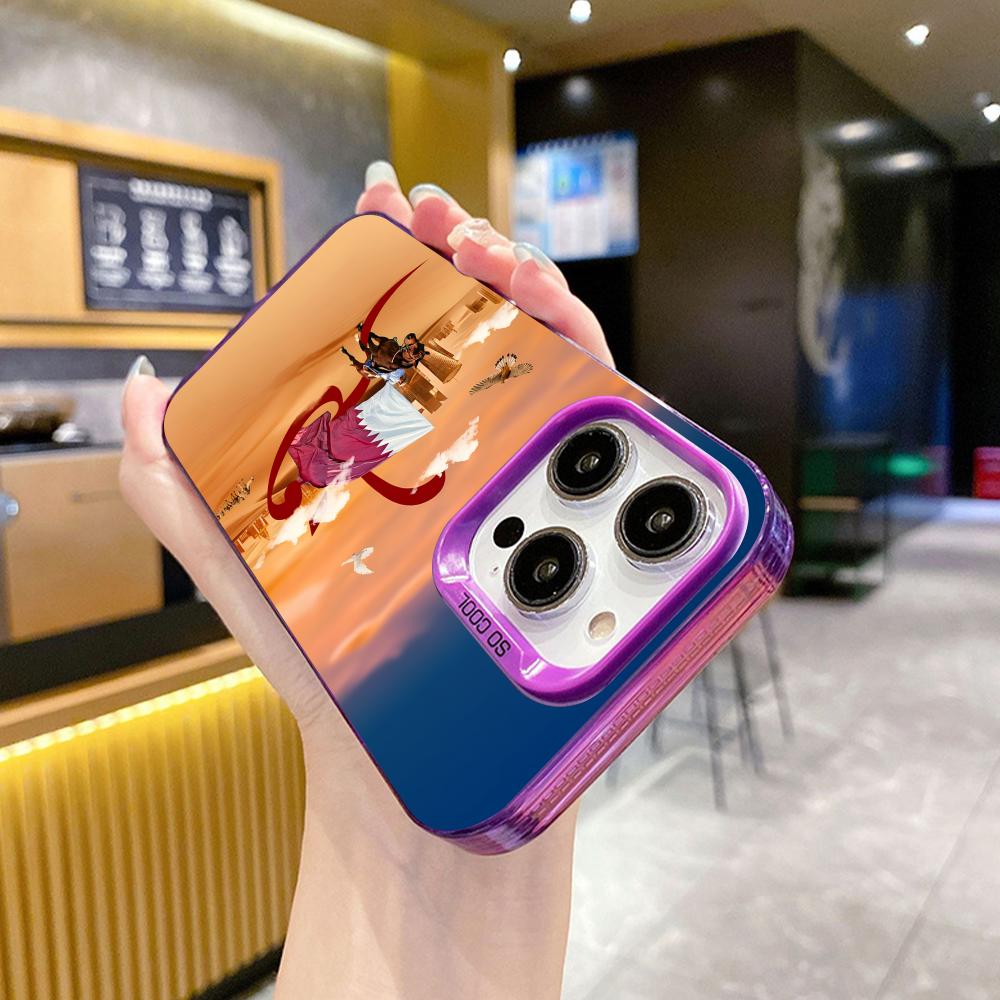 Qatar Flag Purple Translucent  - Phone Cases Qatar 评论和价格