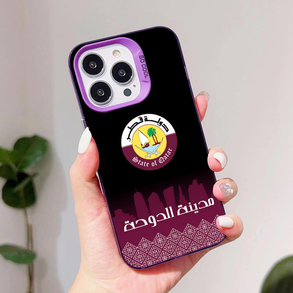 Qatar Flag Purple Translucent  - Phone Cases Qatar 评论和价格
