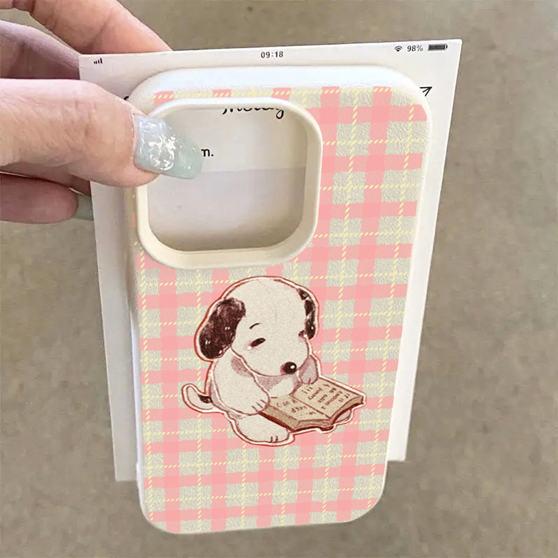 Cute Vintage Book Dog Litchi P - Phone Cases Vintage 评论和价格