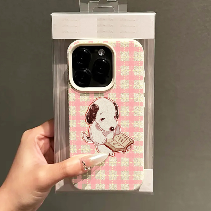 Cute Vintage Book Dog Litchi P - Phone Cases Vintage 评论和价格