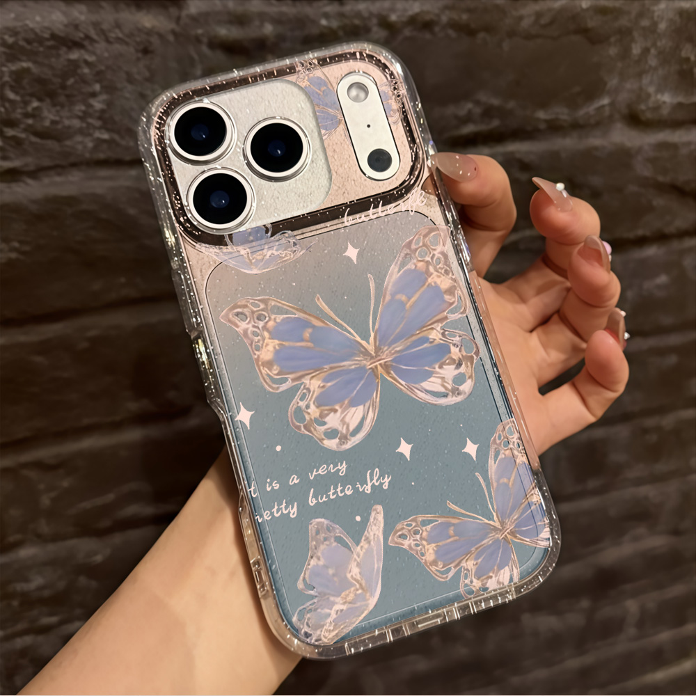 Luxury Blue Butterfly Clear Gl - Phone Cases Expensive 评论和价格