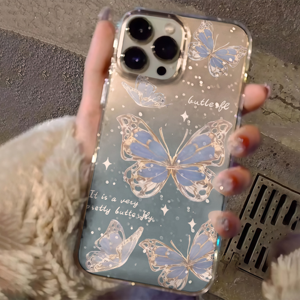 Luxury Blue Butterfly Clear Gl - Phone Cases Expensive 评论和价格