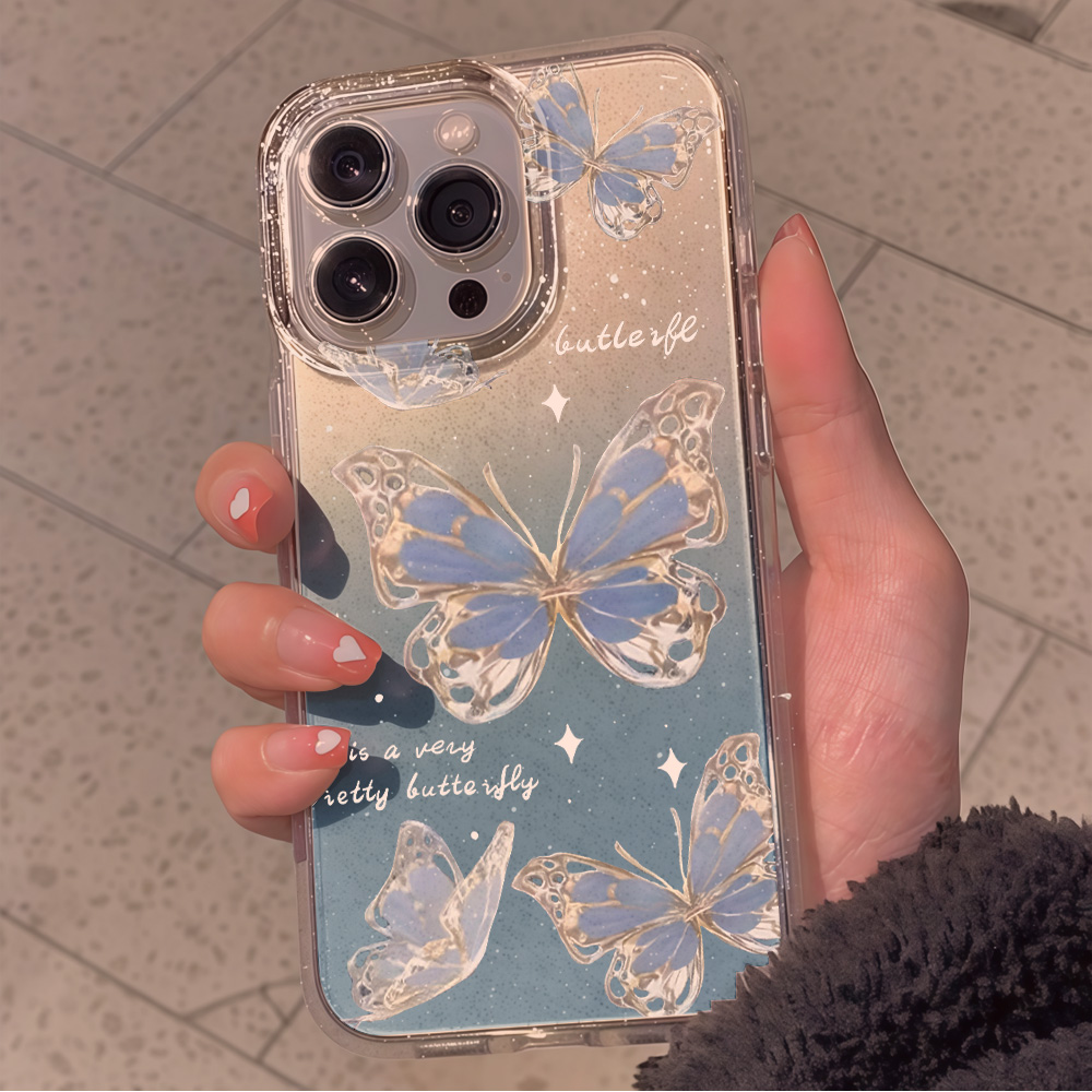 Luxury Blue Butterfly Clear Gl - Phone Cases Expensive 评论和价格