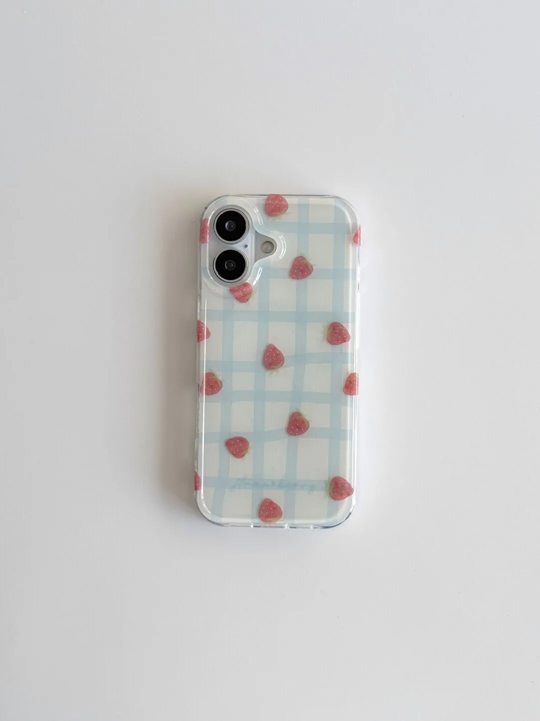 Fresh Blue Grid Pattern Strawb - Phone Cases Expensive 评论和价格