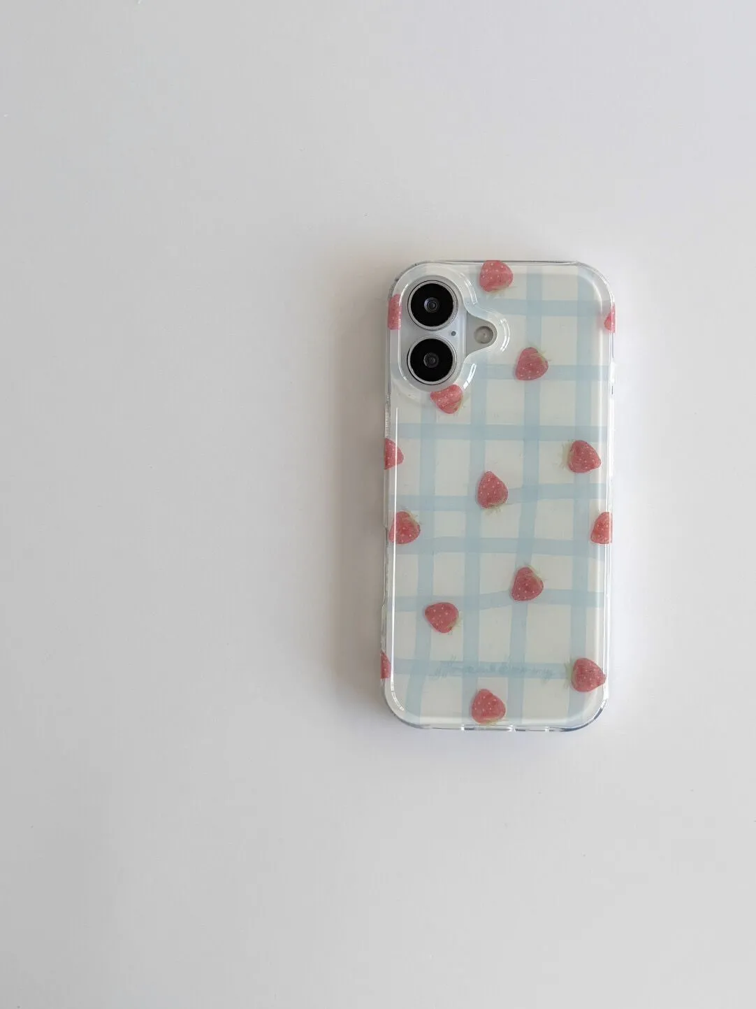Fresh Blue Grid Pattern Strawb - Phone Cases Expensive 评论和价格