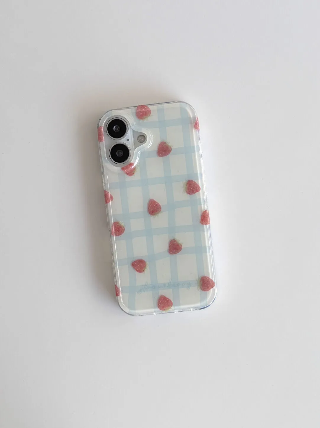 Fresh Blue Grid Pattern Strawb - Phone Cases Expensive 评论和价格